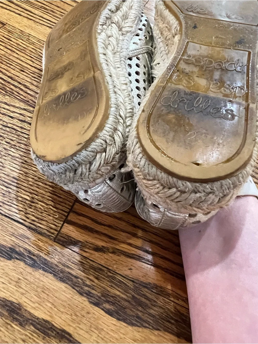 Loeffler Randall Rowan Leather Platform Espadrilles Sz 40 Gold Quiet Luxury